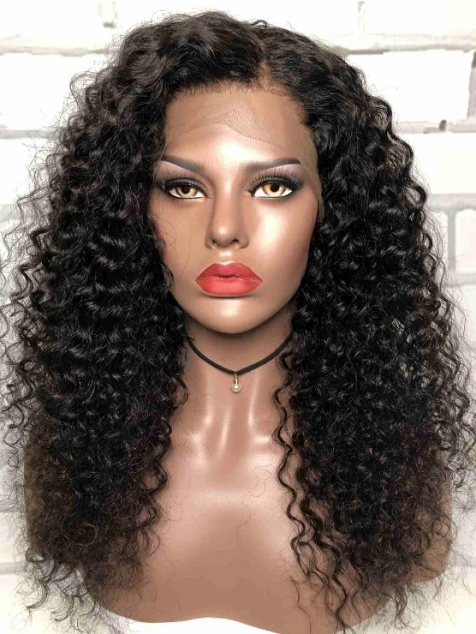 Indian virgin free part preplucked human hair curly full lace wig-FL018