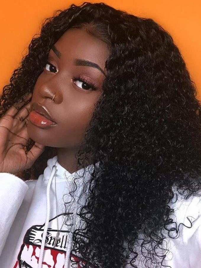 Jerry Curl Natural Color Lace Frontal Wig-LFW942