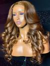 Cuba Libre-New gorgeous 13*5 T-part lace frontal  golden brown color wig with wand curls-CCW006