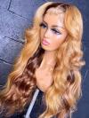MAI-TAI-New gorgeous 13*5 T-part lace frontal straight hightlight golden&brown  wig with wand curls-CCW010