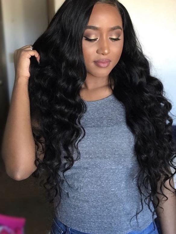 24 inches Indian remy wavy lace front human hair wig - LFW068