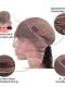 Brown Highlight Natural Human Hair Lace Wig With Wand Curls-CL002