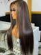 NEW Brown Highlight Straight Human Hair Lace Wigs-CL018