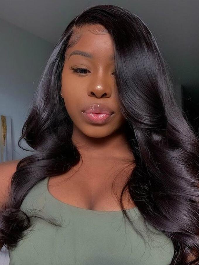 18 inches straight 360 lace frontal Mongolian virgin human hair wig with wand curls- WE020