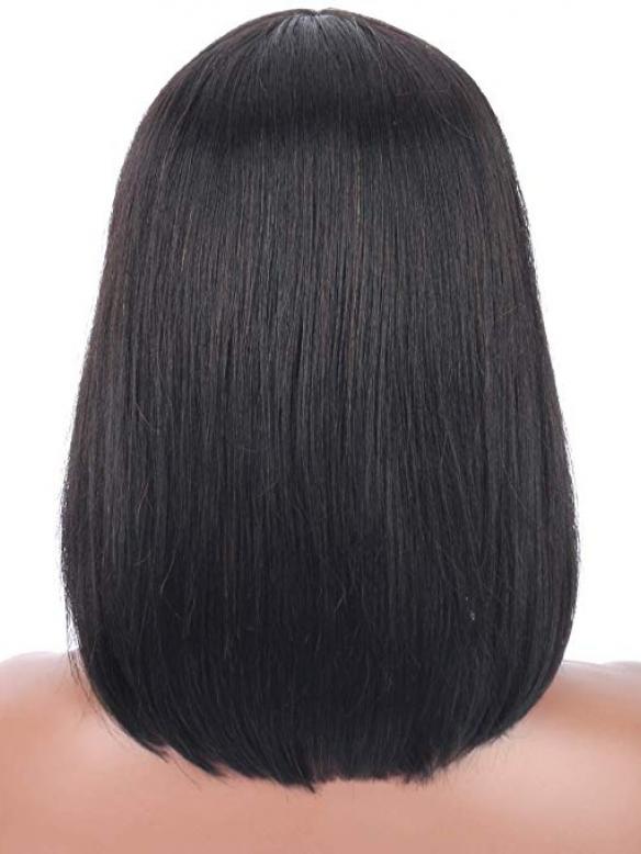 12 Inches 150% density Human Short Bob Wig With Bangs-WE031