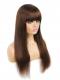 CLEARANCE SALE-MEDIUM BROWN STRAIGHT HUMAN HAIR WIG WITH BANG-FREE PARTING FULL LACE WIG-CS002