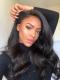 Preplucked Indian virgin 6inches deep parting lace front human hair straight wig with wand curls -LFS098