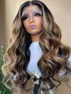 NEW DAY NEW COLOR-Brown Highlight Human Hair Wig With Wand Curls-CC012
