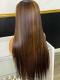 NEW Brown Highlight Straight Human Hair Lace Wigs-CL018