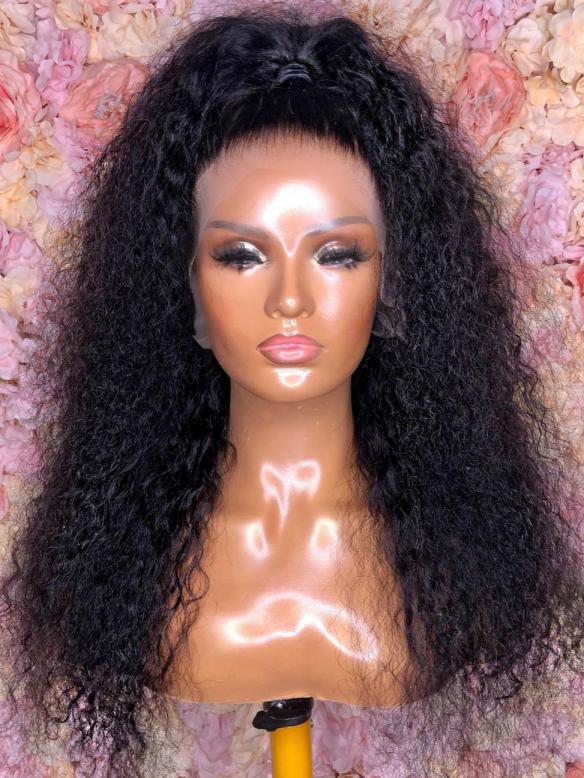 Realistic natural looking curly human hair lace front wig for everyday slay - wlf076