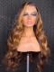 New Honey Blonde Ombre Silky Texture Lace Front Wig With Wand Curls-CL012